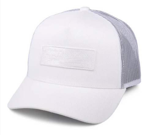 Mitchell & Ness Branded Box Logo Classic Trucker Cap - White