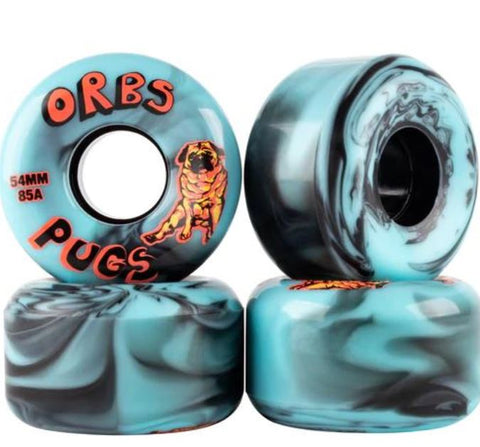 Welcome ORBS PUGS "SWIRL WHEELS" 85DU SOFT WHEELS FULL CONICAL Black/Blue