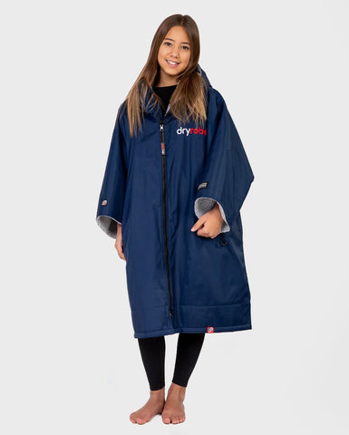Dryrobe Advance KIDS Short Sleeve Poncho - Navy Blue/Grey