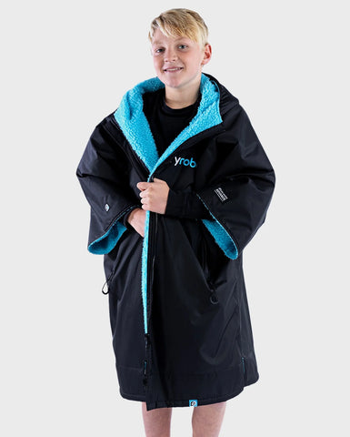 Dryrobe Advance KIDS Short Sleeve Poncho - Black/Blue
