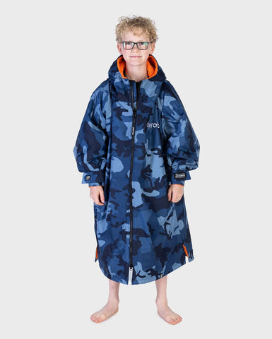 Dryrobe Advance KIDS V3 LS Poncho - Blue Camo/Orange