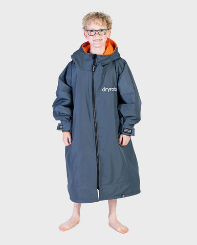 Dryrobe Advance KIDS V3 LS Poncho - Dark Grey/Orange