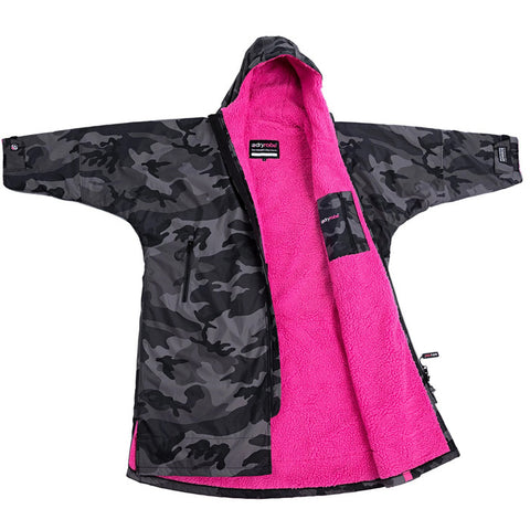 Dryrobe Long Sleeve Poncho Black Camo/Pink